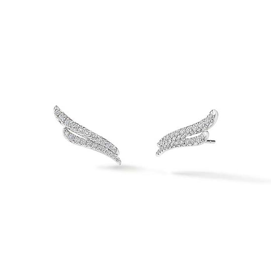 Hearts On Fire VELA French Cut Pavé Double Row Diamond Climber Earrings in 18K White Gold