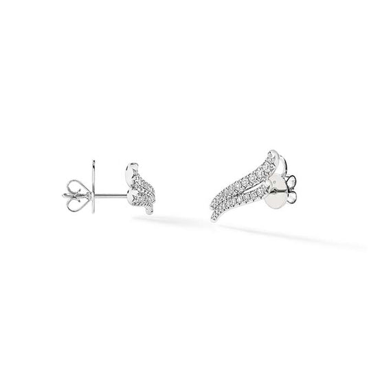 Hearts On Fire VELA French Cut Pavé Double Row Diamond Climber Earrings in 18K White Gold