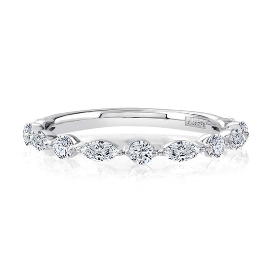 A. Jaffe Marquise and Round Diamond Wedding Band in 14K White Gold