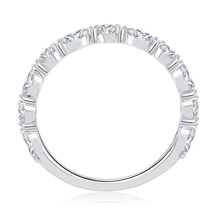 A. Jaffe Marquise and Round Diamond Wedding Band in 14K White Gold