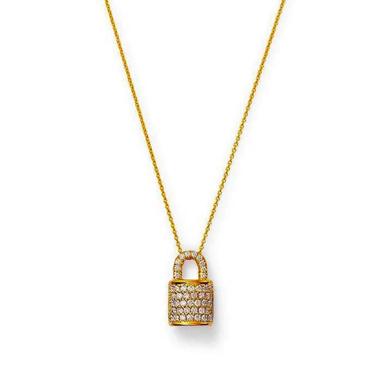 Load image into Gallery viewer, Roberto Coin Pavé Diamond Padlock Necklace in 18K Yellow Gold
