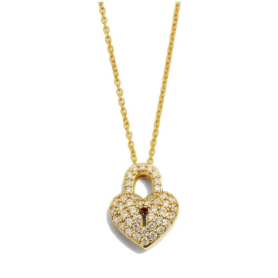 Load image into Gallery viewer, Roberto Coin Pavé Diamond Heart Padlock Pendant in 18K Yellow Gold

