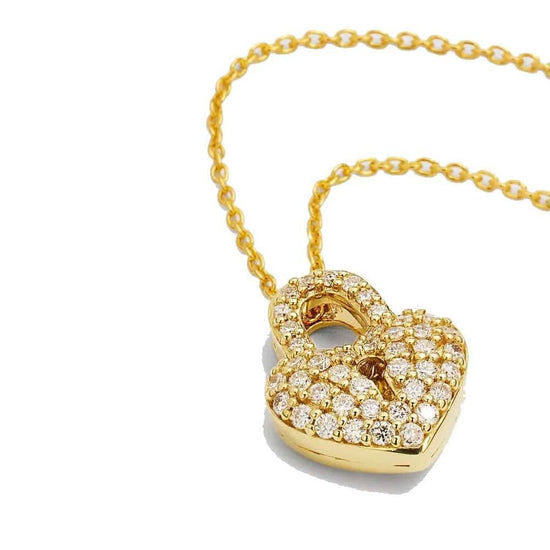 Load image into Gallery viewer, Roberto Coin Pavé Diamond Heart Padlock Pendant in 18K Yellow Gold
