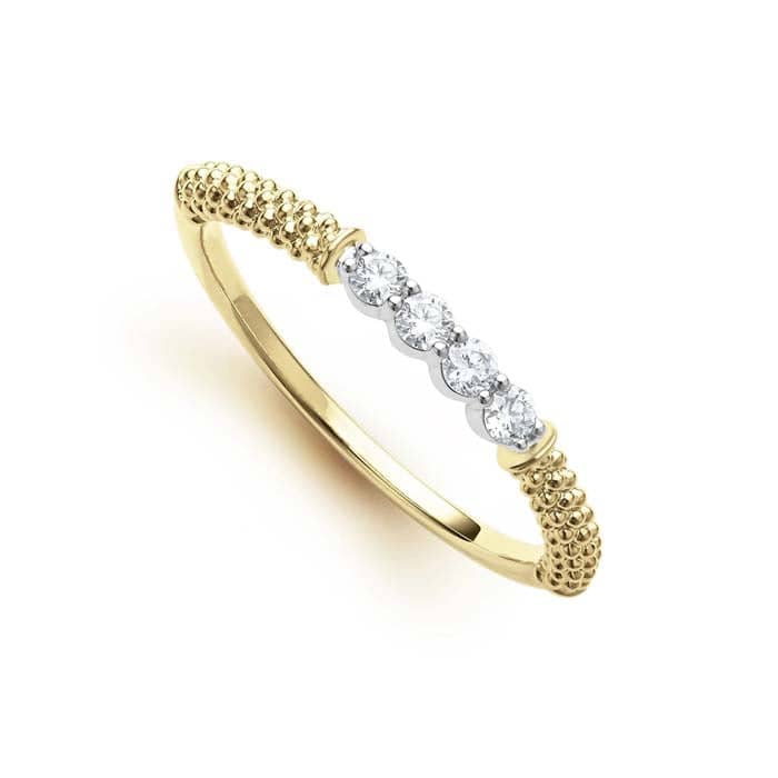 LAGOS Superfine Diamond Signature Caviar Stacking Ring in 18K Yellow and White Gold