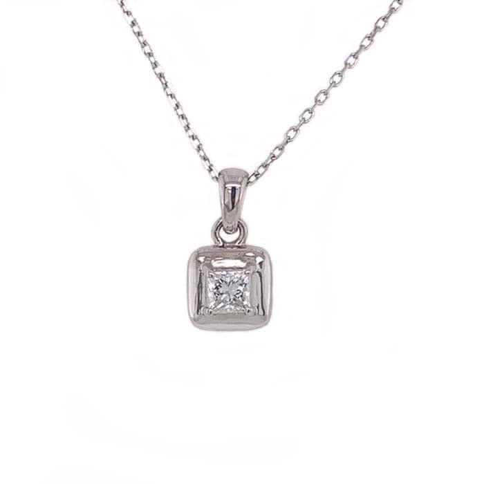Mountz Collection .22CT Princess Diamond Solitaire Pendant in 14kt White Gold