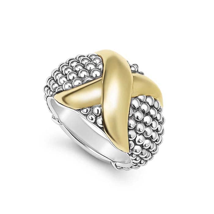 Load image into Gallery viewer, LAGOS X Caviar Dome Ring in Sterling Silver and 18K Yellow Gold
