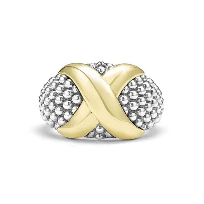 Load image into Gallery viewer, LAGOS X Caviar Dome Ring in Sterling Silver and 18K Yellow Gold
