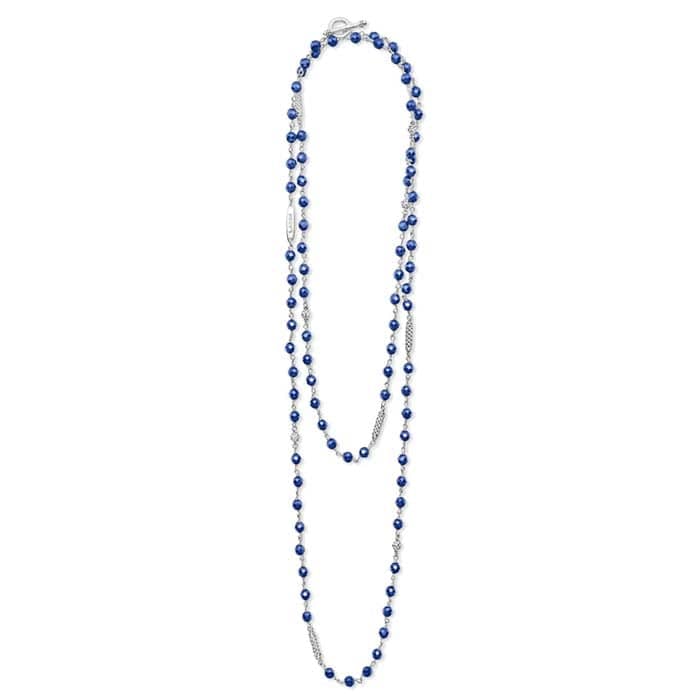 Load image into Gallery viewer, LAGOS 34&amp;quot; Ultramarine Blue Ceramic Caviar Icon Long Beaded Necklace
