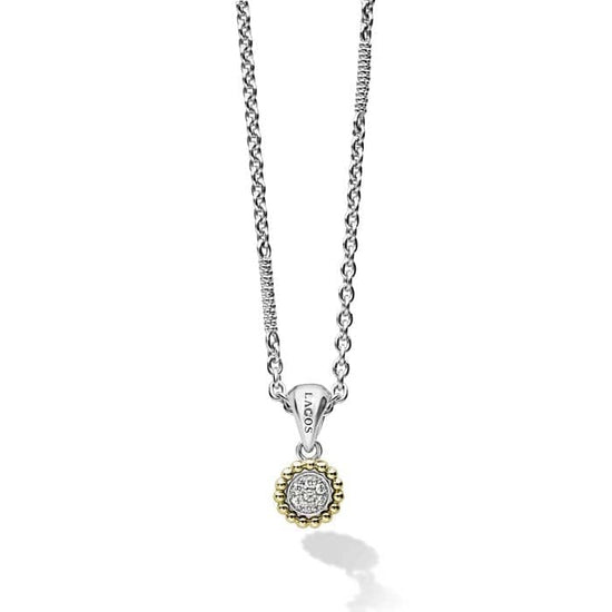 Load image into Gallery viewer, LAGOS Caviar Lux Pavé Diamond Pendant in Sterling Silver and 18K Yellow Gold
