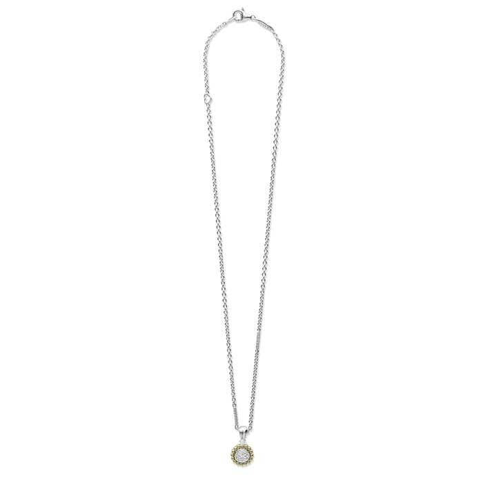 Lagos Caviar Lux Two- Tone Diamond Pendant Necklace in Sterling Silver and 18kt Yellow Gold