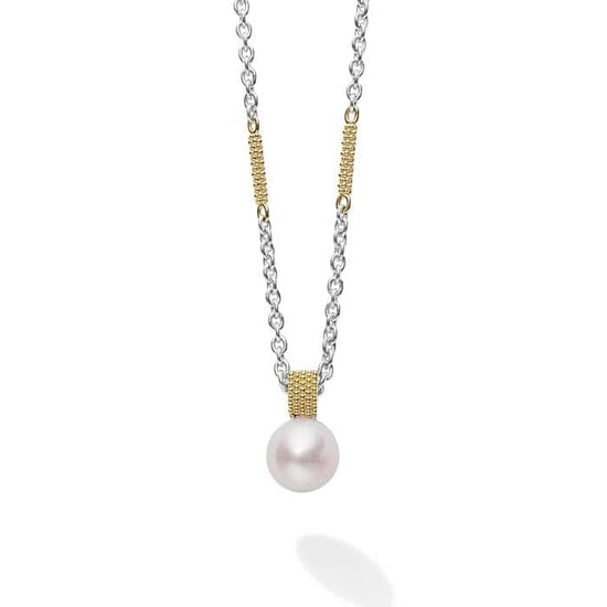 Load image into Gallery viewer, LAGOS Two-Tone Pearl Pendant Necklace in Sterling Silver and 18K Yellow Gold
