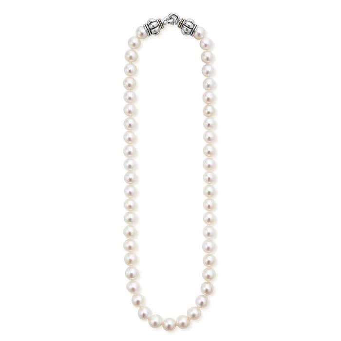 Load image into Gallery viewer, LAGOS 24&amp;quot; Large Pearl Necklace in Sterling Silver and 18K Yellow Gold
