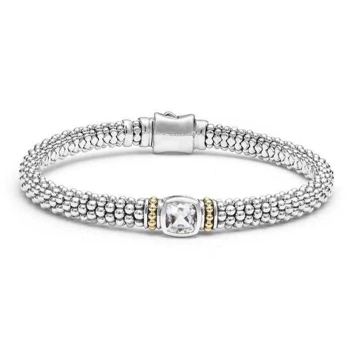 Load image into Gallery viewer, LAGOS White Topaz Caviar Bracelet in Sterling Silver and 18K Yellow Gold

