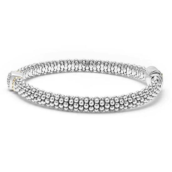Lagos 6MM Diamond Caviar Bracelet in Sterling Silver and 18K Yellow Gold
