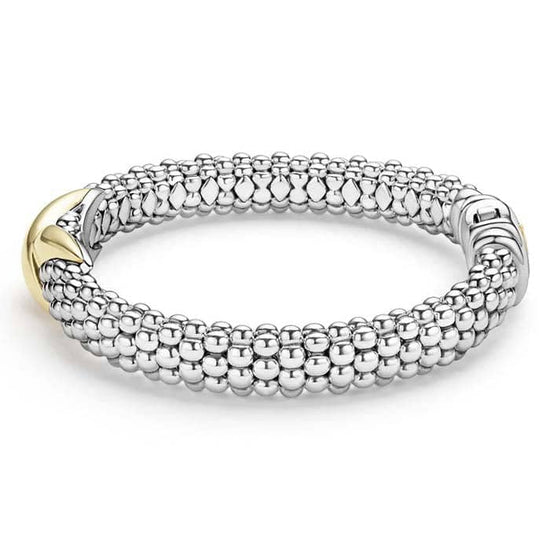 Load image into Gallery viewer, LAGOS Embrace Two-Tone X Caviar Bracelet in Sterling Silver and 18K Yellow Gold
