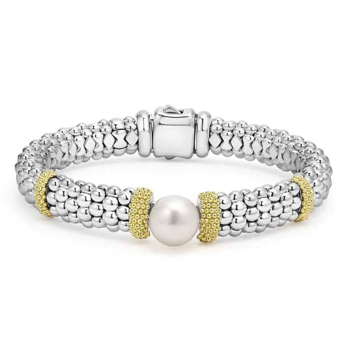 LAGOS Two-Tone Pearl Caviar Bracelet in Sterling Silver and 18K Yellow Gold