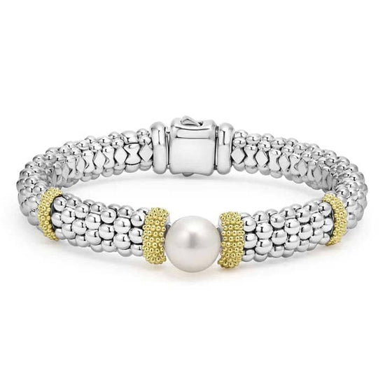 LAGOS Two-Tone Pearl Caviar Bracelet in Sterling Silver and 18K Yellow Gold
