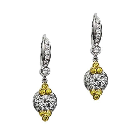 Charles Krypell Diamond Drop Earrings in 18K Gold