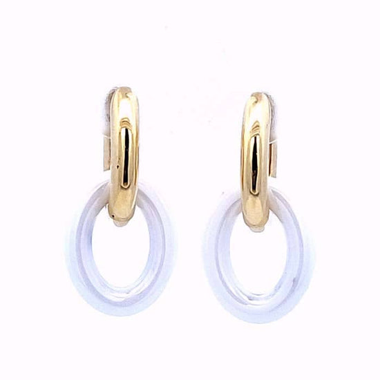 Charles Krypell Oval Céramique Drop Earrings with Interchangeable Ceramic Bottoms in 18K Yellow Gold
