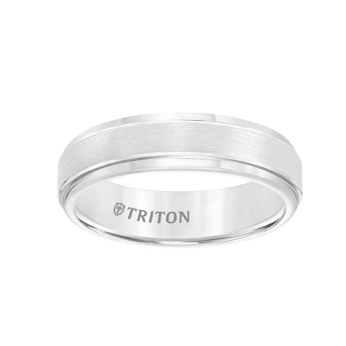 Load image into Gallery viewer, Triton Men&amp;#39;s 6MM Comfort-Fit White Tungsten Carbide Wedding Band
