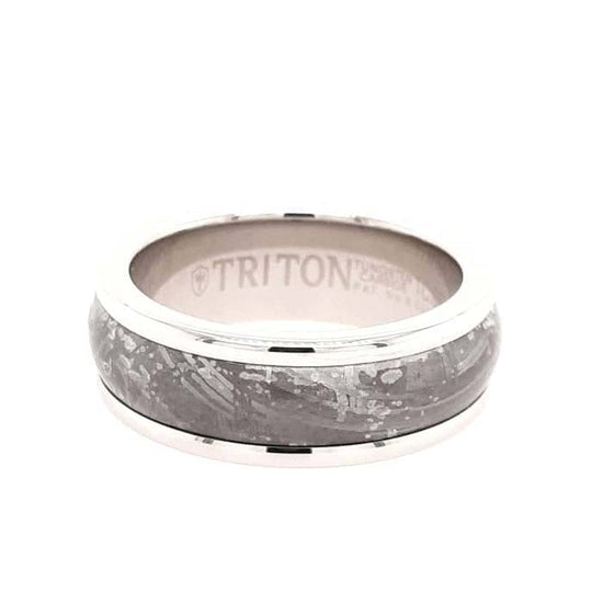 Triton 8MM White Tungsten and Meteorite Wedding Band