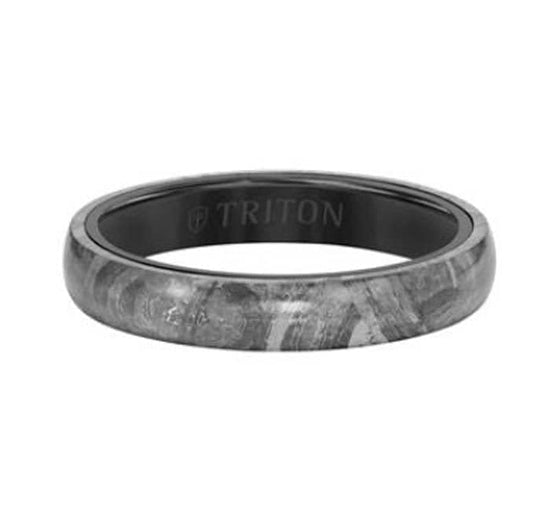 Triton 7MM Meteorite Wedding Band in Black Tungsten Carbide