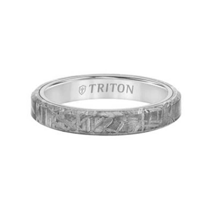 Triton 6MM Meterorite Wedding Band in White Tungsten Carbide