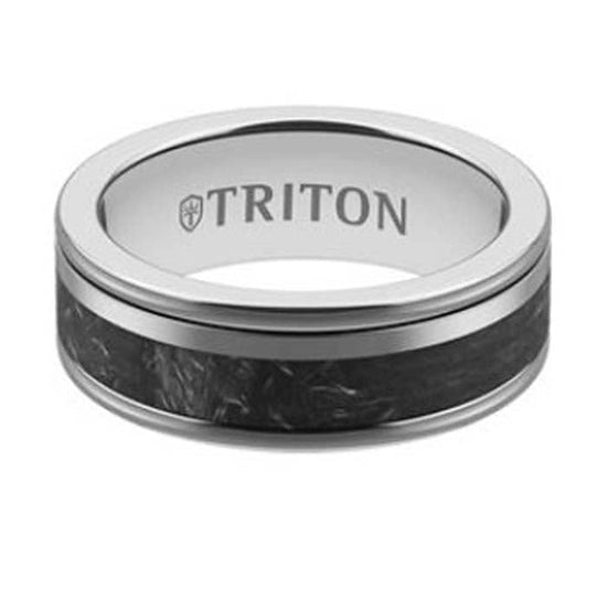 Triton 8MM Gray Tungsten and Carbon Fiber Wedding Band