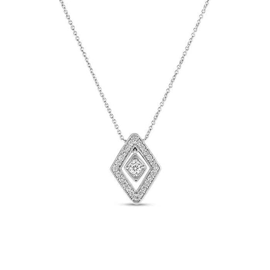 Load image into Gallery viewer, Roberto Coin Diamond Small Lozenge Pendant Necklace in 18K White Gold
