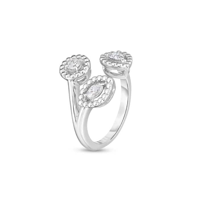 Load image into Gallery viewer, Roberto Coin Dolcetto Three Stone Diamond Ring in 18K White Gold
