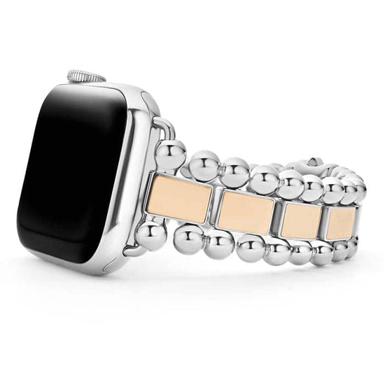 LAGOS 38MM Smart Caviar Link Watch Band in Stainless Steel and 18K Rose Gold