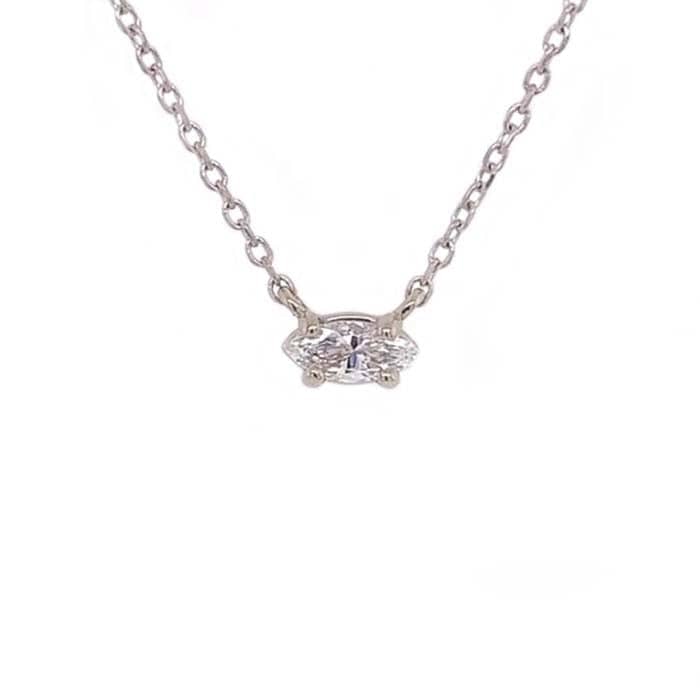 Mountz Collection .15CT Marquise Diamond Solitaire Pendant in 14K White Gold
