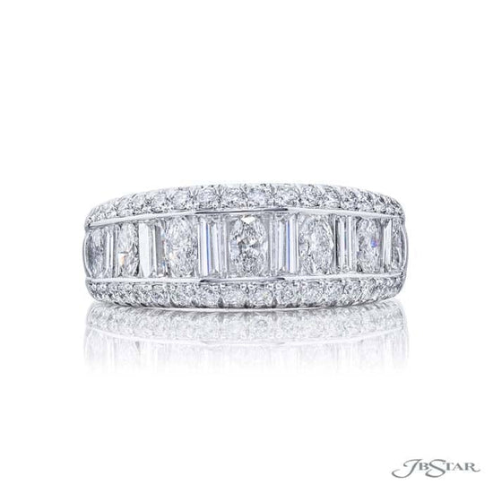 J B Star Marquise/Baguette Tapered Channel Band in Platinum