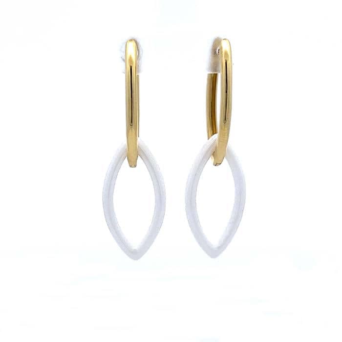 Load image into Gallery viewer, Charles Krypell Marquise Céramique Drop Earrings with Interchangeable Ceramic Bottoms in 18K Yellow Gold
