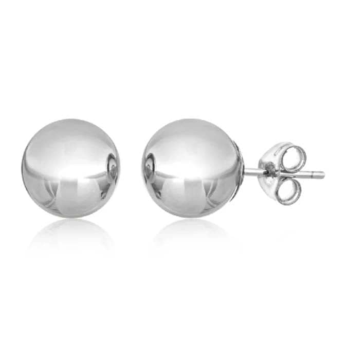 Mountz Collection 8MM Hollow Ball Stud Earrings in 14K White Gold