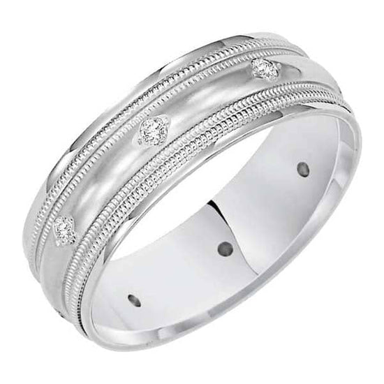 Load image into Gallery viewer, Goldman 1/8CTW Wedding Band in 14K White Gold
