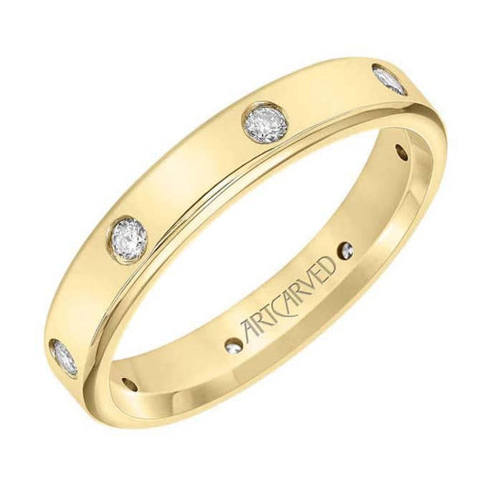 ArtCarved 4MM Flat Steel Edge Wedding Band in 14K Yellow Gold