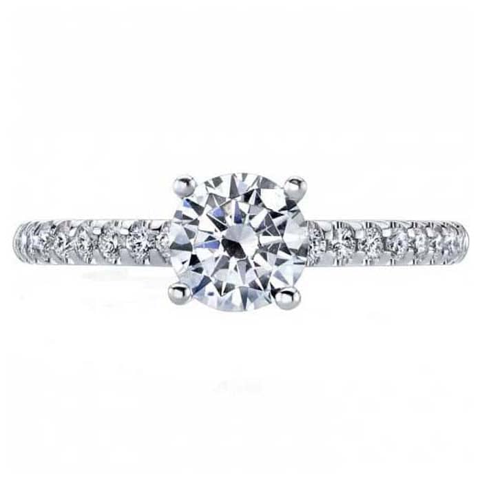 Mountz Collection Diamond Mircro "U" Prong Engagement Ring Semi-Mounting for 1CT Round in 14K White Gold