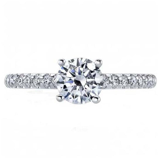 Mountz Collection Diamond Mircro "U" Prong Engagement Ring Semi-Mounting for 1CT Round in 14K White Gold