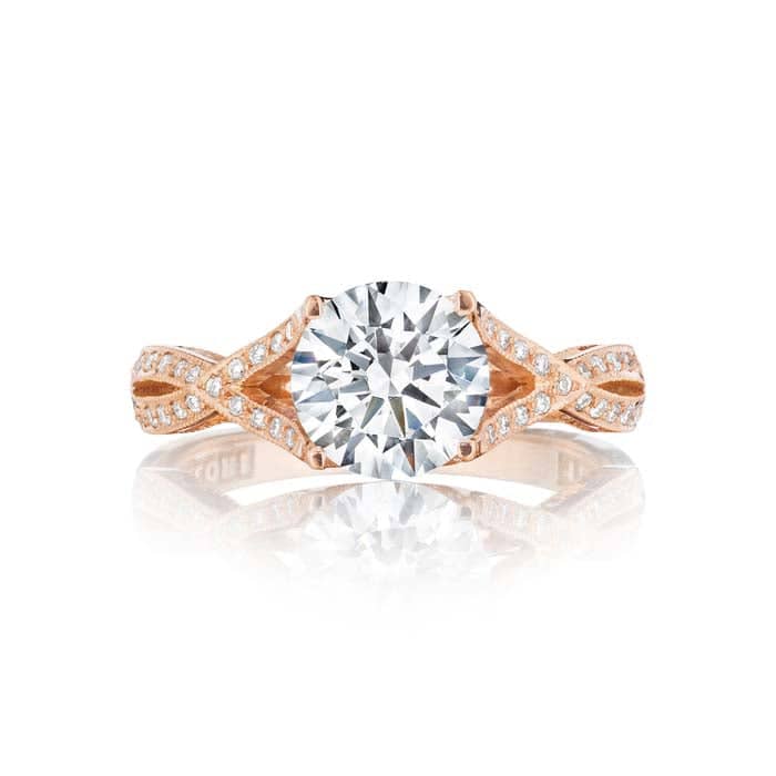 Load image into Gallery viewer, Tacori Ribbon Pretty in Pink Collection Engagement Ring Semi Mount 18K Rose Gold with .22CTW Diamonds
