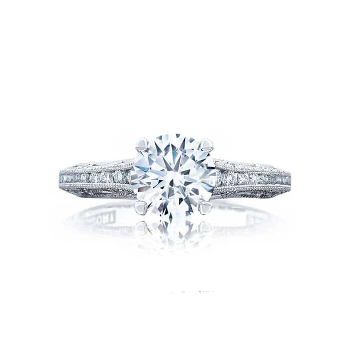 Tacori Reverse Crescent Engagement Ring Semi Mount in 18K White Gold with Diamonds