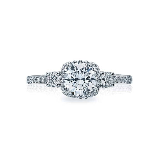 Load image into Gallery viewer, Tacori Dantela Three Stone Engagement Ring Semi Mount in 18K White Gold with Diamonds
