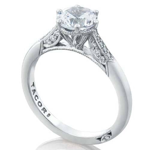 Tacori .11TW Simply Tacori 6-Prong Solitaire Engagement Ring Semi-Mounting in 18K White Gold