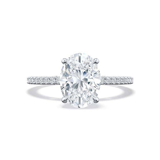 Load image into Gallery viewer, Tacori &amp;quot;Simply Tacori&amp;quot; Oval Soliatire Engagement Ring with Diamond Shoulders in 18K White Gold
