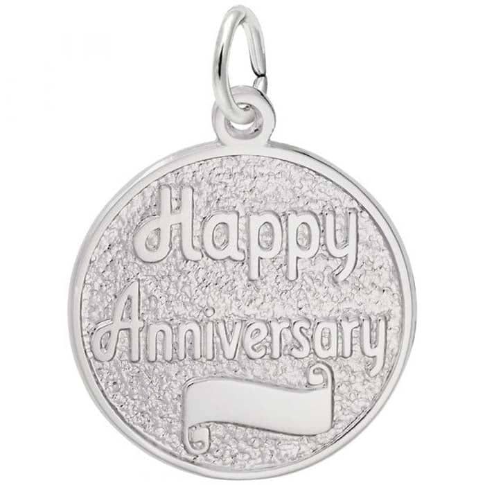 Rembrandt Happy Anniversary Disc Charm in Sterling Silver