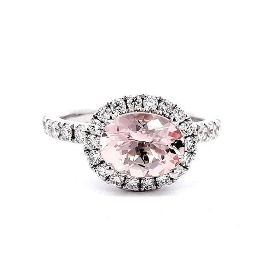 Charles Krypell Pastel Collection Ring with Morganite and Diamonds in 18K White Gold