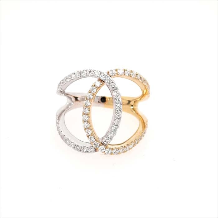 Load image into Gallery viewer, Charles Krypell .71D &amp;quot;Krypell Collection&amp;quot; Diamond C Ring in 18K White and Yellow Gold
