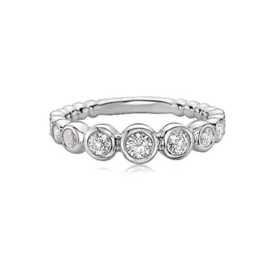 Charles Krypell Diamond Bubble Tapered Stacking Ring in 18K White Gold