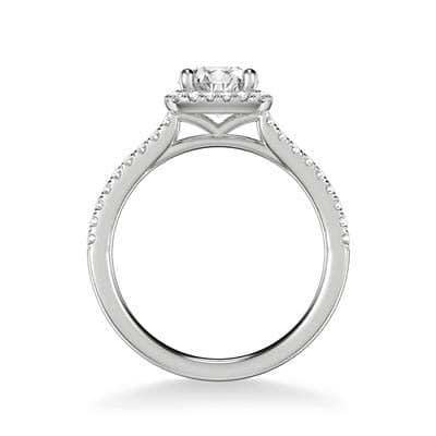 Mountz Collection 1.00ct Round Center Cushion Halo Engagement Ring in 14K White Gold