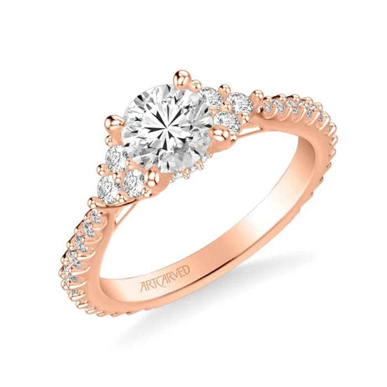 Load image into Gallery viewer, ArtCarved &amp;quot;Clio&amp;quot; Diamond Engagement Ring Semi-Mounting in 14K Rose Gold
